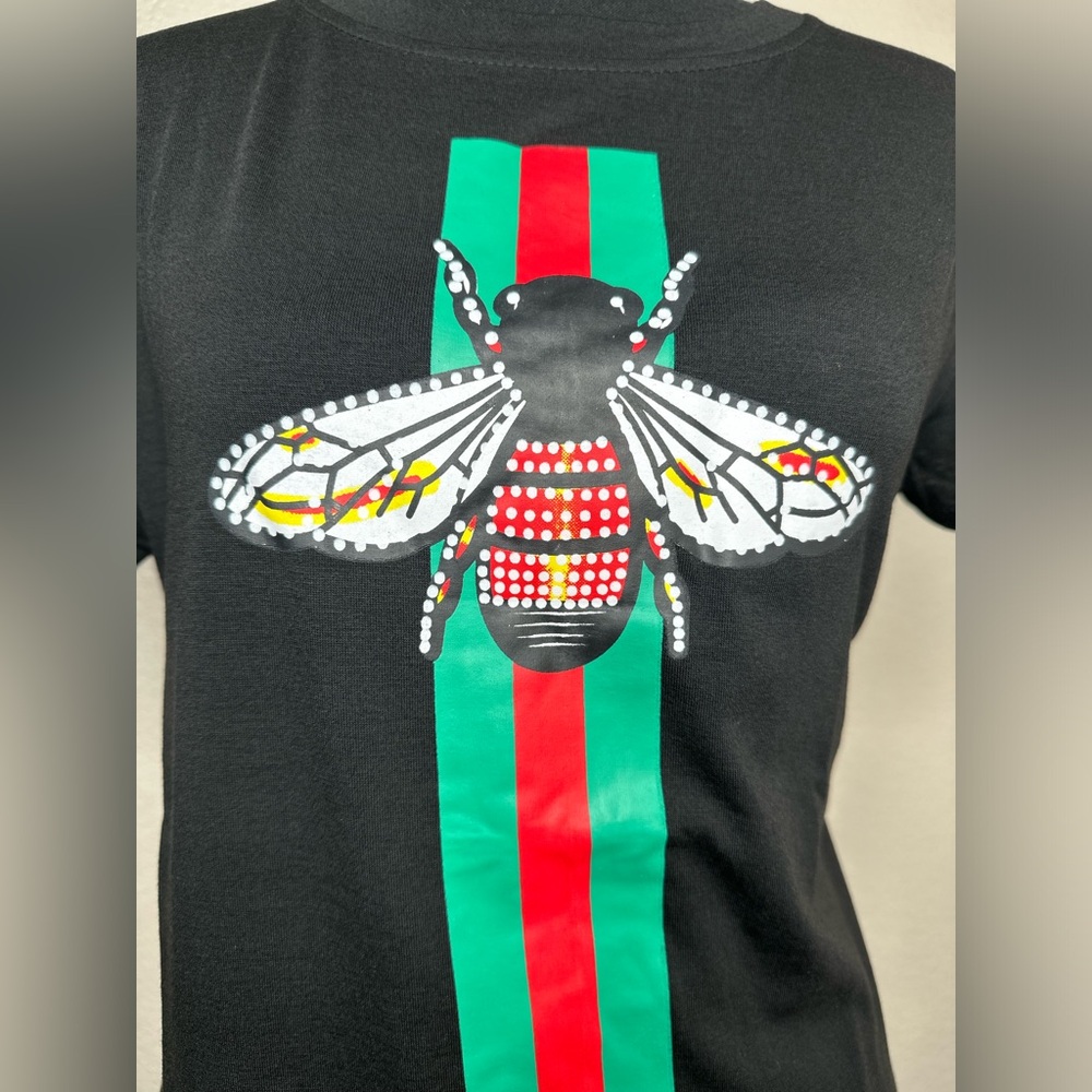 Black and White Butterfly Graphic Crew Neck T-Shirt